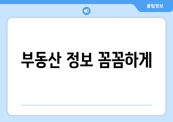 부동산 정보 꼼꼼하게