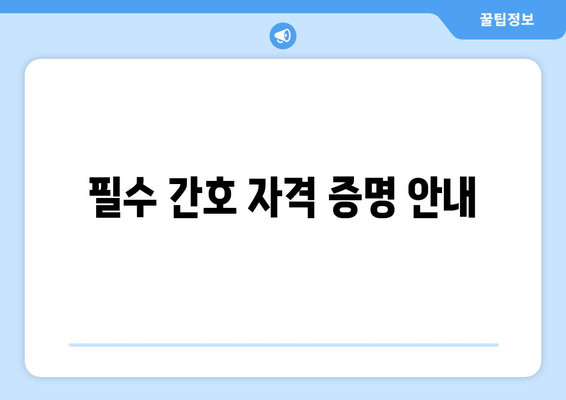 필수 간호 자격 증명 안내