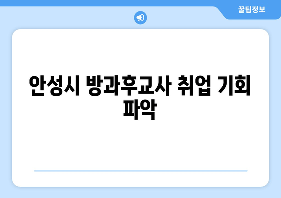 안성시 방과후교사 취업 기회 파악