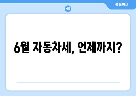 6월 자동차세, 언제까지?