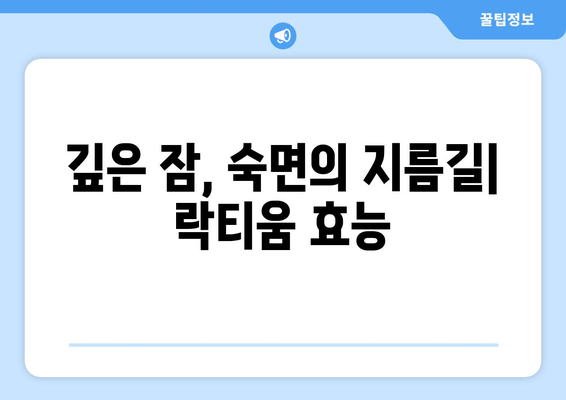 락티움| 숙면을 위한 특별한 성분의 비밀 | 꿀잠, 수면 개선, 락티움 효능
