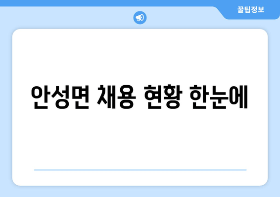 안성면 채용 현황 한눈에