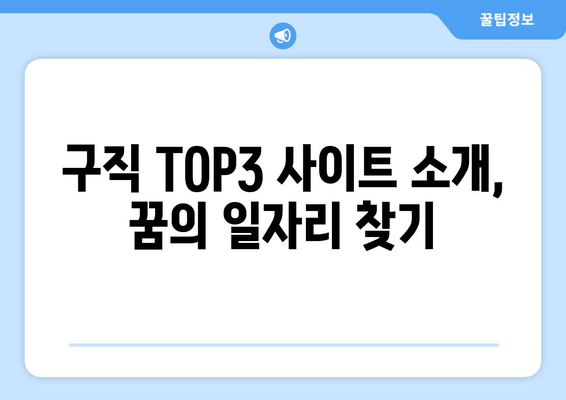 구직 TOP3 사이트 소개, 꿈의 일자리 찾기