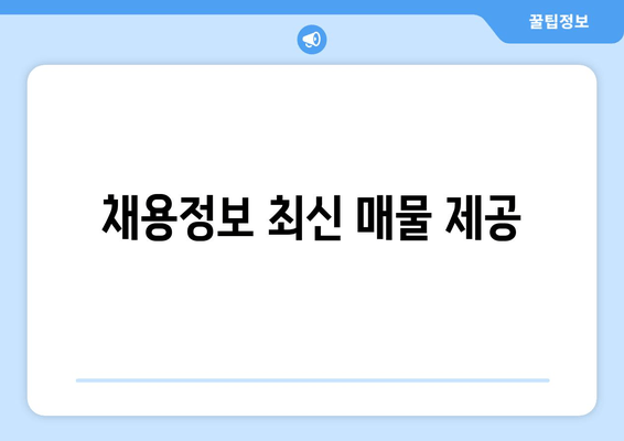 채용정보 최신 매물 제공