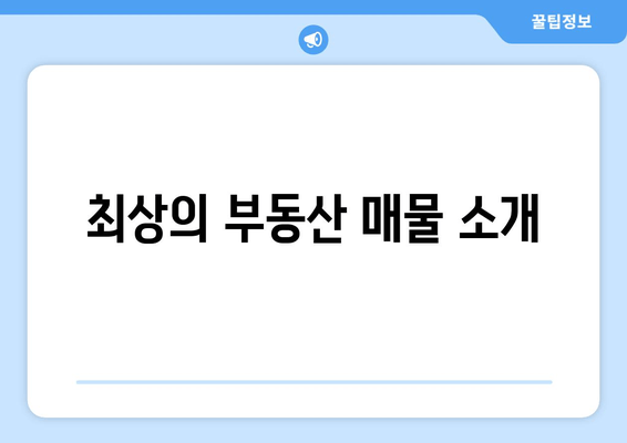 최상의 부동산 매물 소개
