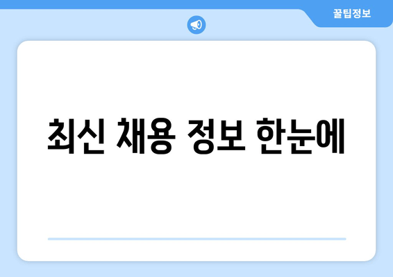 최신 채용 정보 한눈에
