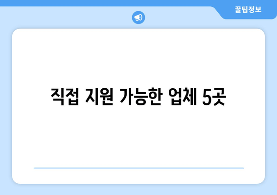 직접 지원 가능한 업체 5곳