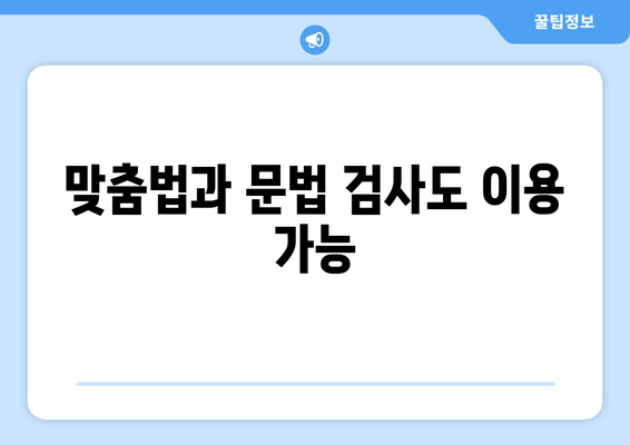 맞춤법과 문법 검사도 이용 가능