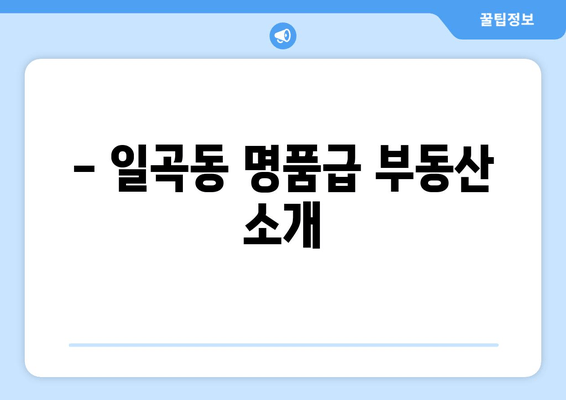 - 일곡동 명품급 부동산 소개