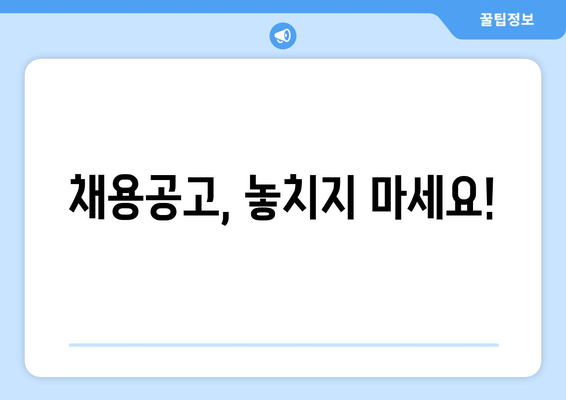 채용공고, 놓치지 마세요!