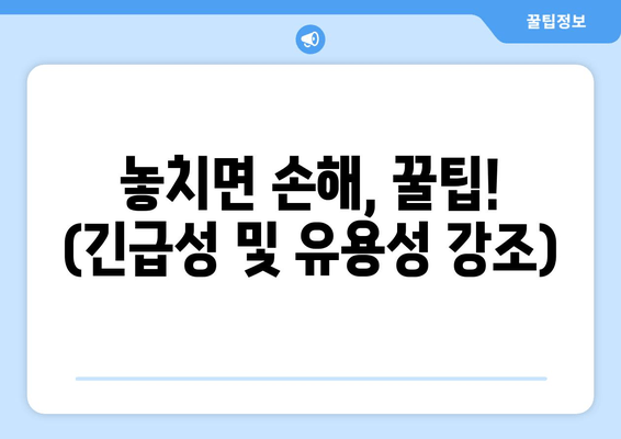 놓치면 손해, 꿀팁! (긴급성 및 유용성 강조)