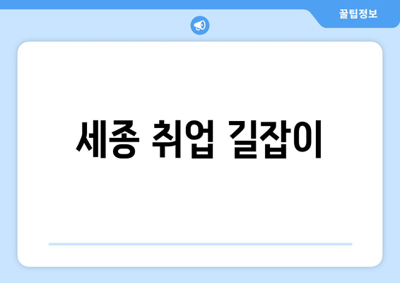 세종 취업 길잡이