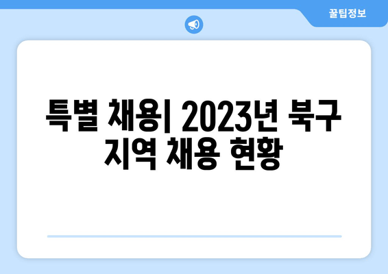 특별 채용| 2023년 북구 지역 채용 현황