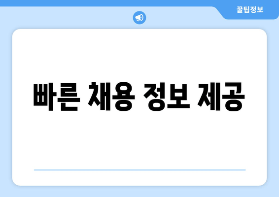 빠른 채용 정보 제공