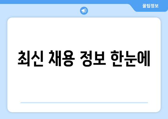 최신 채용 정보 한눈에