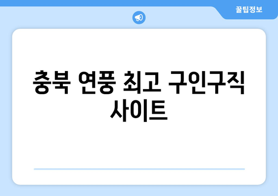 충북 연풍 최고 구인구직 사이트