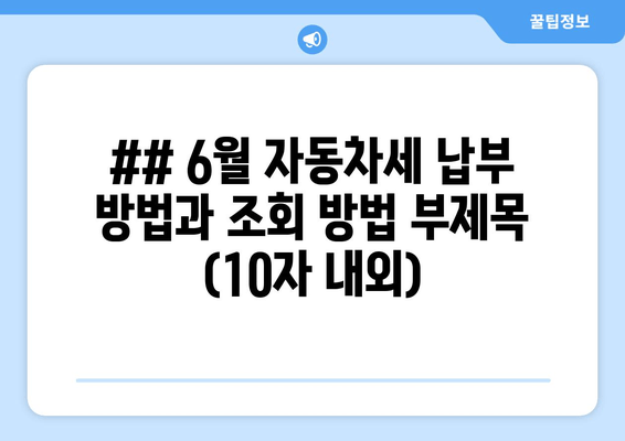 ## 6월 자동차세 납부 방법과 조회 방법 부제목 (10자 내외)