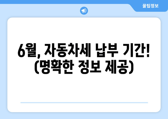 6월, 자동차세 납부 기간! (명확한 정보 제공)