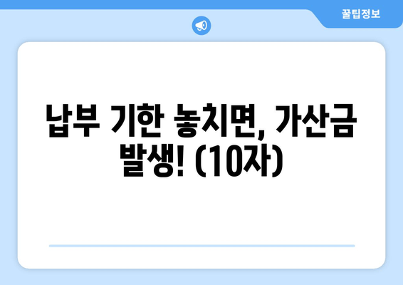 납부 기한 놓치면, 가산금 발생! (10자)