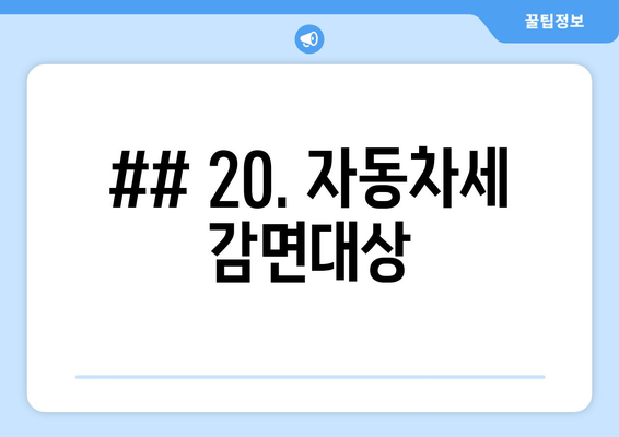 ## 20. 자동차세 감면대상