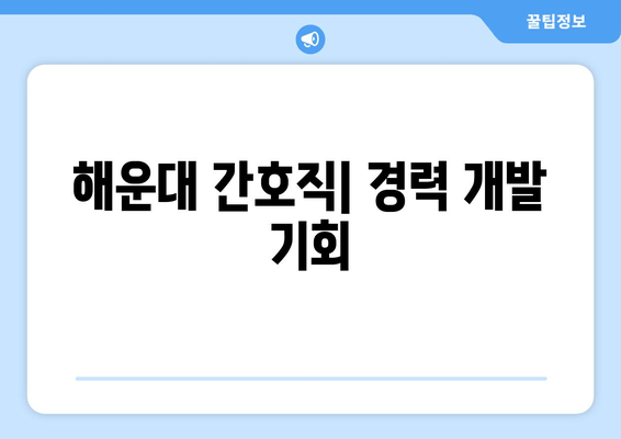 해운대 간호직| 경력 개발 기회