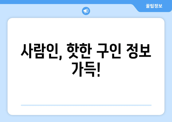 사람인, 핫한 구인 정보 가득!