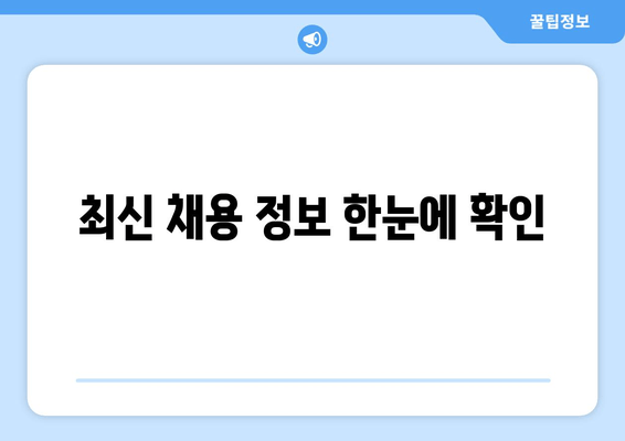 최신 채용 정보 한눈에 확인