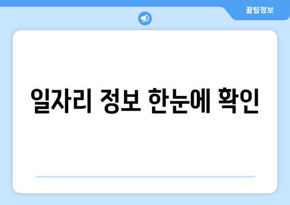 일자리 정보 한눈에 확인