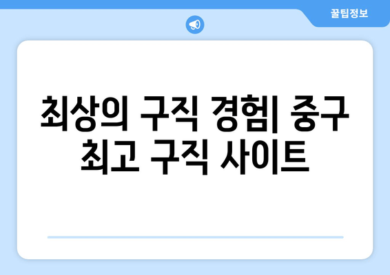 최상의 구직 경험| 중구 최고 구직 사이트