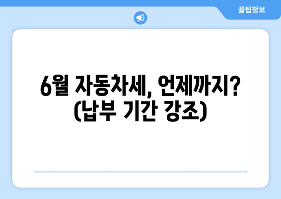 6월 자동차세, 언제까지? (납부 기간 강조)