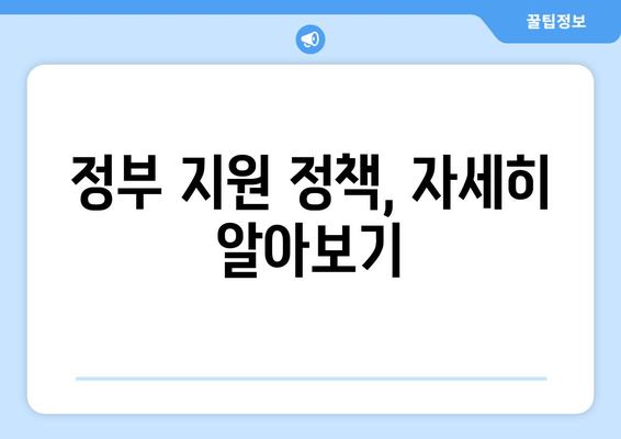 정부 지원 정책, 자세히 알아보기
