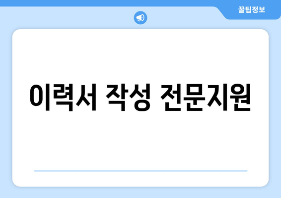 이력서 작성 전문지원