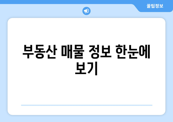 부동산 매물 정보 한눈에 보기