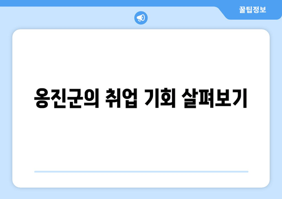 옹진군의 취업 기회 살펴보기