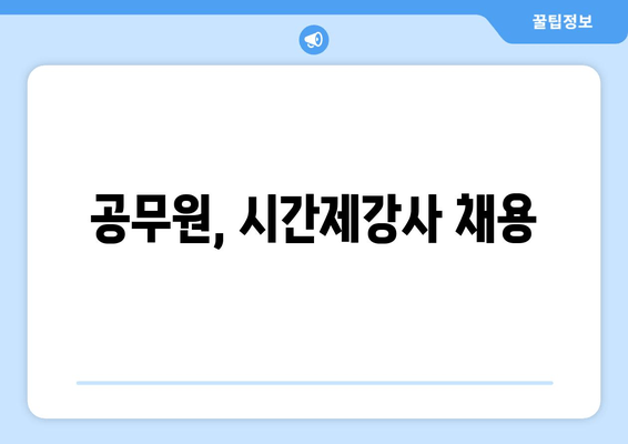 공무원, 시간제강사 채용