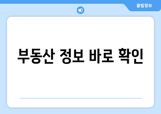 부동산 정보 바로 확인