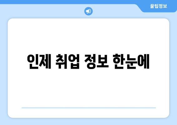 인제 취업 정보 한눈에