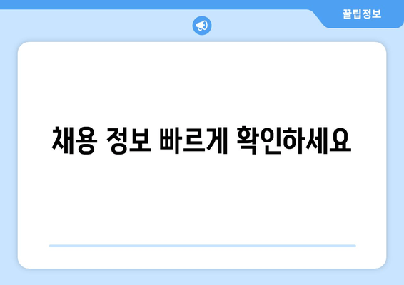 채용 정보 빠르게 확인하세요