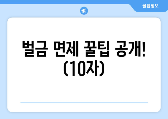 벌금 면제 꿀팁 공개! (10자)