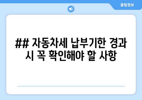 ## 자동차세 납부기한 경과 시 꼭 확인해야 할 사항