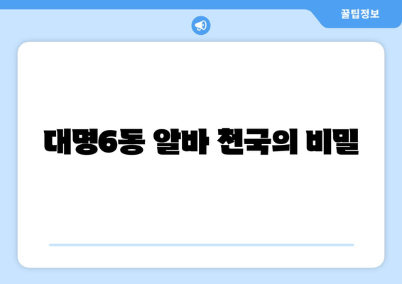대명6동 알바 천국의 비밀