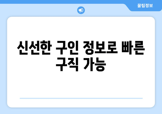 신선한 구인 정보로 빠른 구직 가능