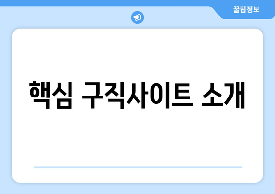 핵심 구직사이트 소개