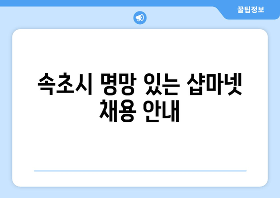 속초시 명망 있는 샵마넷 채용 안내