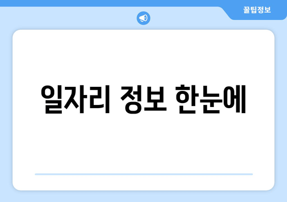 일자리 정보 한눈에