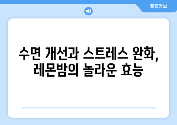 수면과 스트레스, 레몬밤 데일리 플러스가 해답일까요? | 수면 개선, 스트레스 완화, 레몬밤 효능, 건강 정보