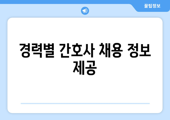 경력별 간호사 채용 정보 제공