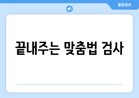 끝내주는 맞춤법 검사