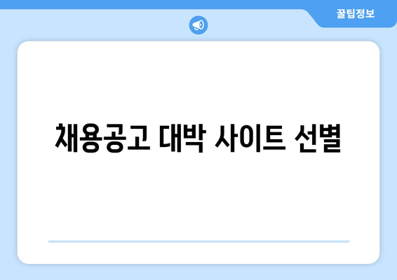 채용공고 대박 사이트 선별