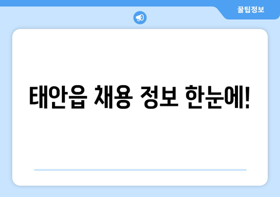 태안읍 채용 정보 한눈에!